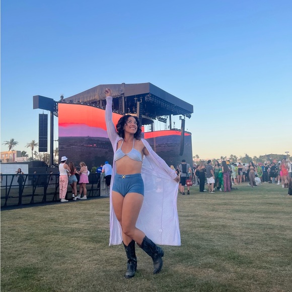 Rainbow rhinestone transparent cover up - Picture 4 of 4